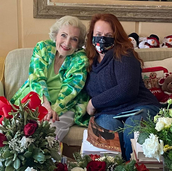 Betty White with the book about her husband.